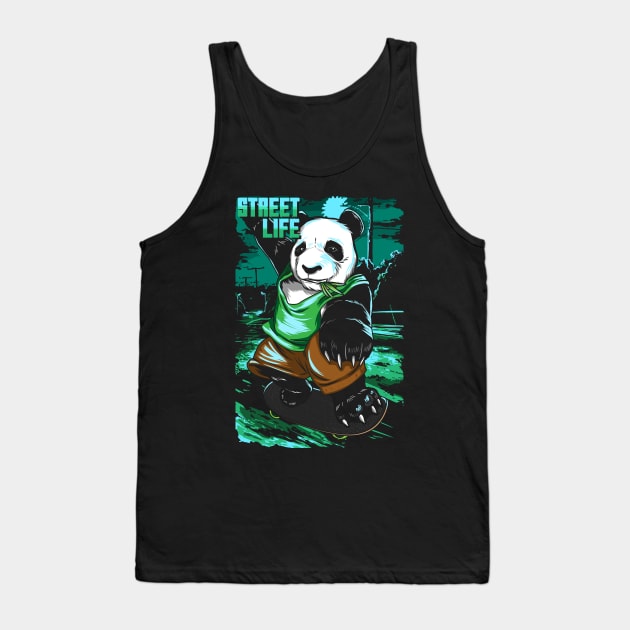 Panda, Skateboard, Skater, City, Halfpipe, Skating Tank Top by Strohalm